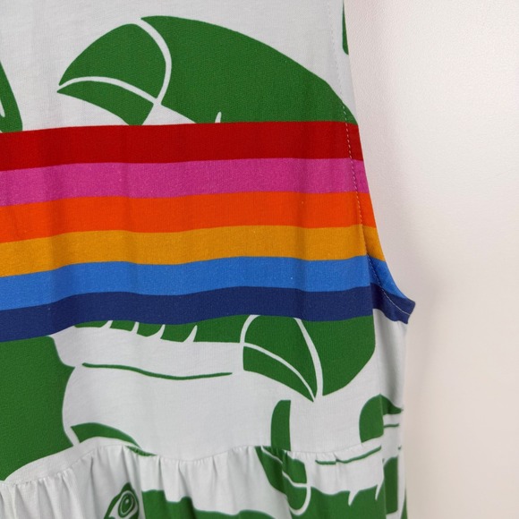 Farm Rio Rainbow Toucans Organic Cotton Maxi Dress Large Tiered Resort Colorful - Picture 3 of 12